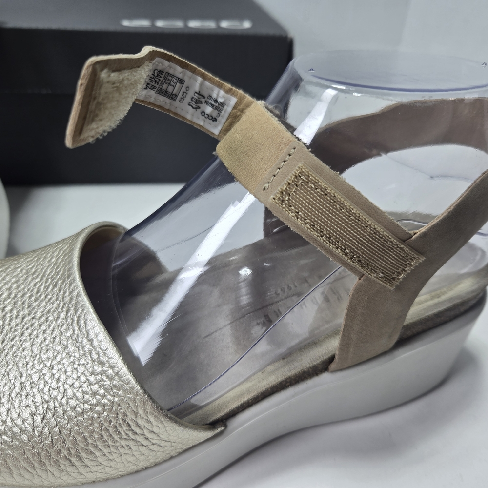 ECCO Women's Flowt Wedge Nubuck Leather Cork Sandals Size 7 - 7.5 - Picture 8 of 14